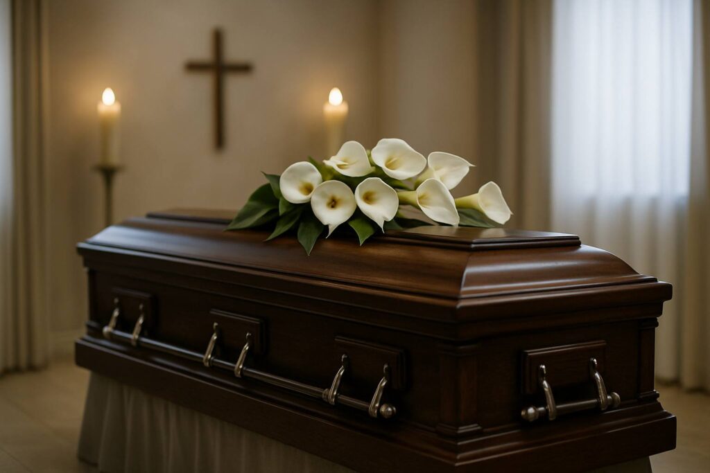 Servicii funerare non-stop sector 1 – Sprijin real in cele mai dificile momente 2 20250613 1442 Dignified Funeral Scene simple compose 01jxmhh1j6e448m9fw1cy5dnp9