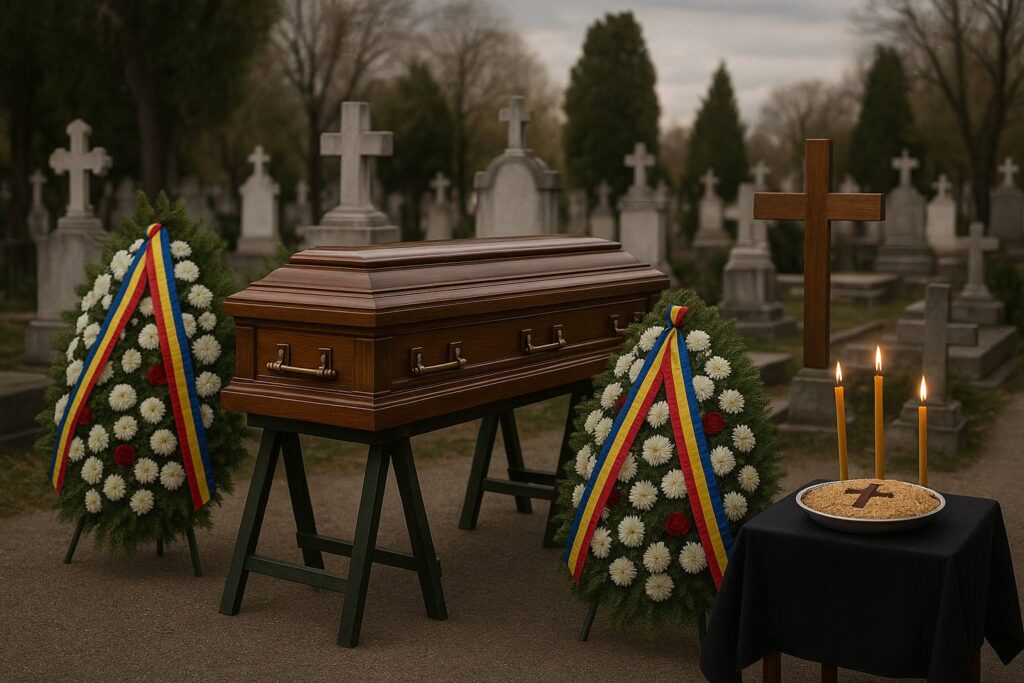 Pompe funebre Bucuresti – Servicii complete, disponibile oricand ai nevoie 5 20250613 1554 Romanian Funeral Ceremony simple compose 01jxmnkbemfyha5rkjesf8zcx4