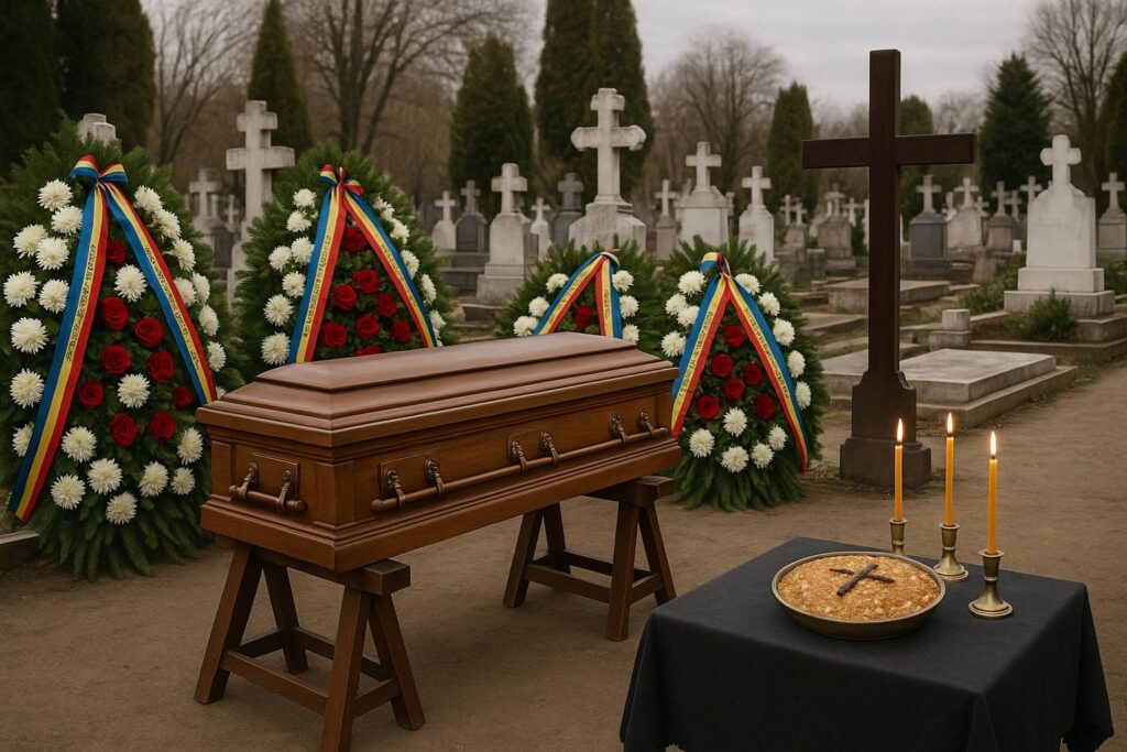 Pompe funebre Bucuresti – Servicii complete, disponibile oricand ai nevoie 3 20250613 1554 Romanian Funeral Ceremony simple compose 01jxmnkbenfkas64qytp2w7271